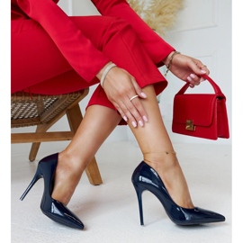 Sapatos de salto agulha azul marinho com inserção de couro Jadoin 1 Sapatos de salto agulha azul marinho com inserção de couro Jadoin 1