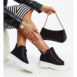 Tênis Nura alto preto com recortes 1 Tênis Nura alto preto com recortes 1