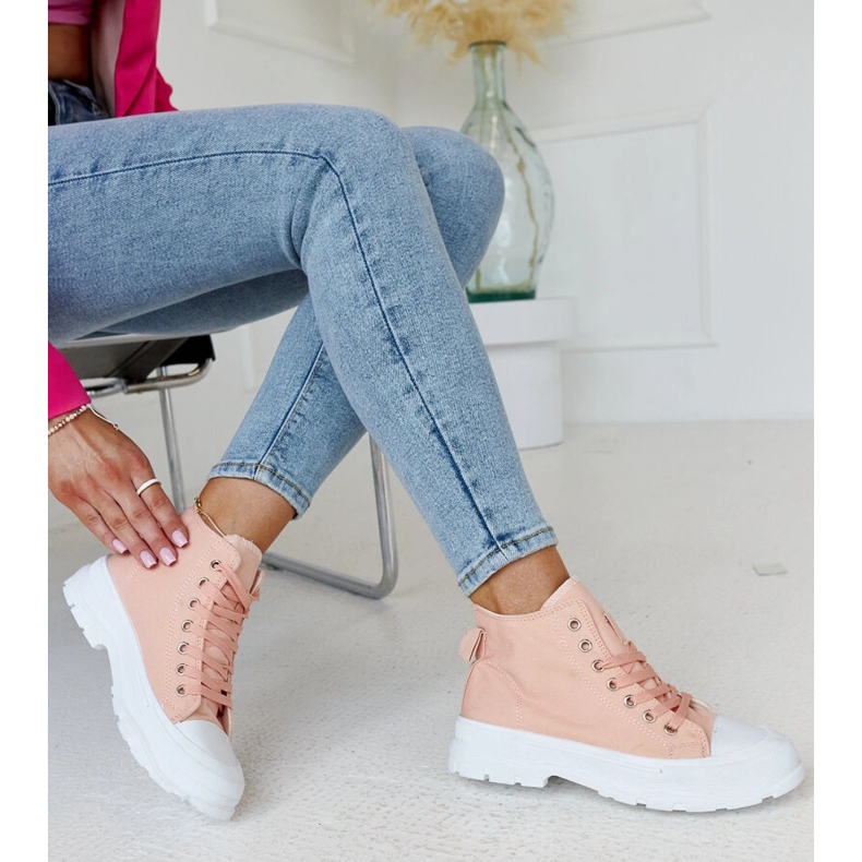 Tênis Alhandra maciço rosa alto 1