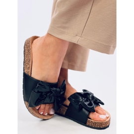 Chinelos de cortiça preta Bussi com laço preto 2 Chinelos de cortiça preta Bussi com laço preto 2