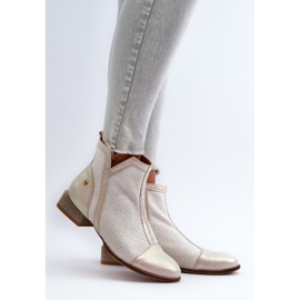 Botas femininas de couro com salto baixo Maciejka 06397-22 bege claro 2