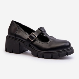 Jezzi Sapatos femininos de couro ecológico com plataforma e bloco, preto Emelna 2