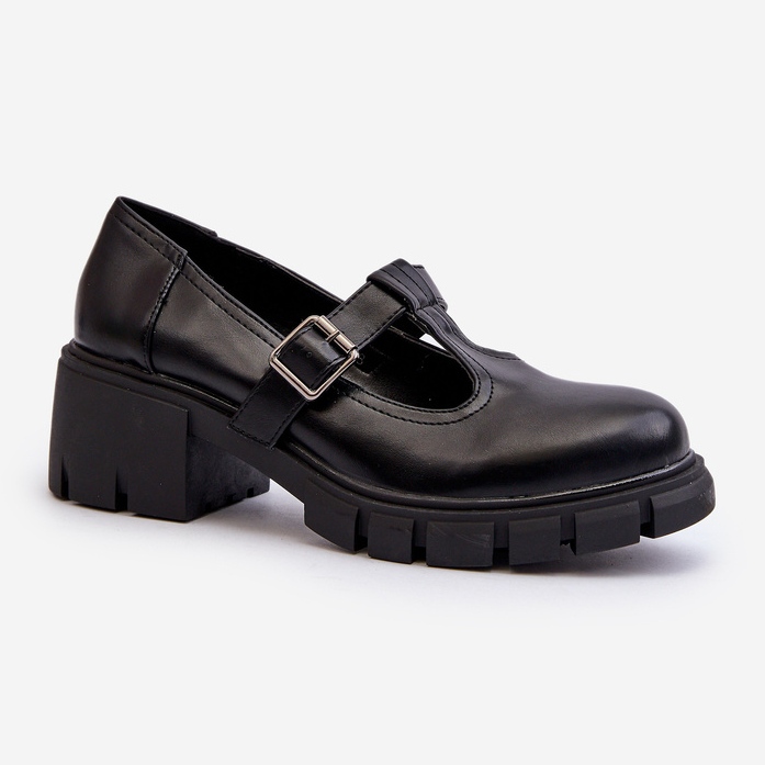 Jezzi Sapatos femininos de couro ecológico com plataforma e bloco, preto Emelna 2