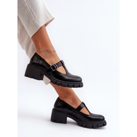 Jezzi Sapatos femininos de couro ecológico com plataforma e bloco, preto Emelna 1