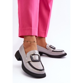 Vinceza Mocassins femininos de couro envernizado cinza Fidodia 2