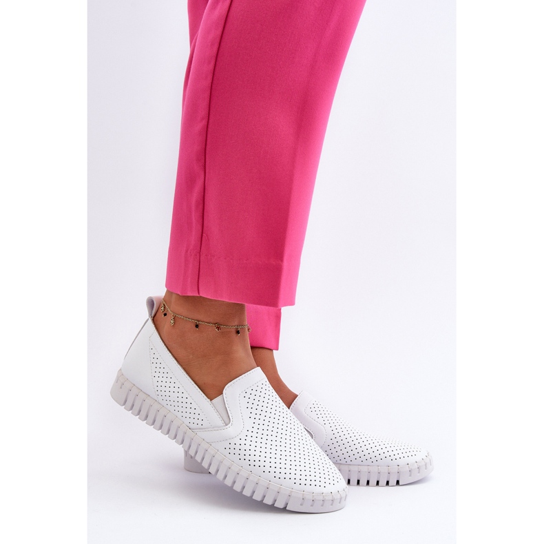 Vinceza Sapatos femininos de couro perfurado, Theophia branco 2