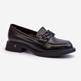 Vinceza Mocassins femininos elegantes de couro preto Triana 2