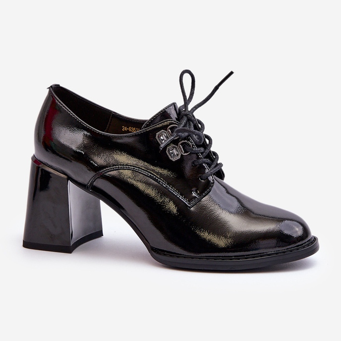 Vinceza Sapatos femininos de salto alto lacados pretos Nelione preto 1