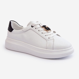 Vinceza Tênis feminino de couro com ursinho de pelúcia, branco Mirven 2