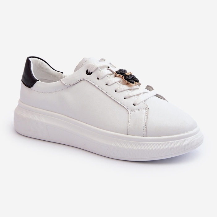 Vinceza Tênis feminino de couro com ursinho de pelúcia, branco Mirven 2