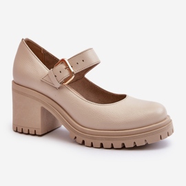 Zazoo 20166 Sapatos de couro bege 1