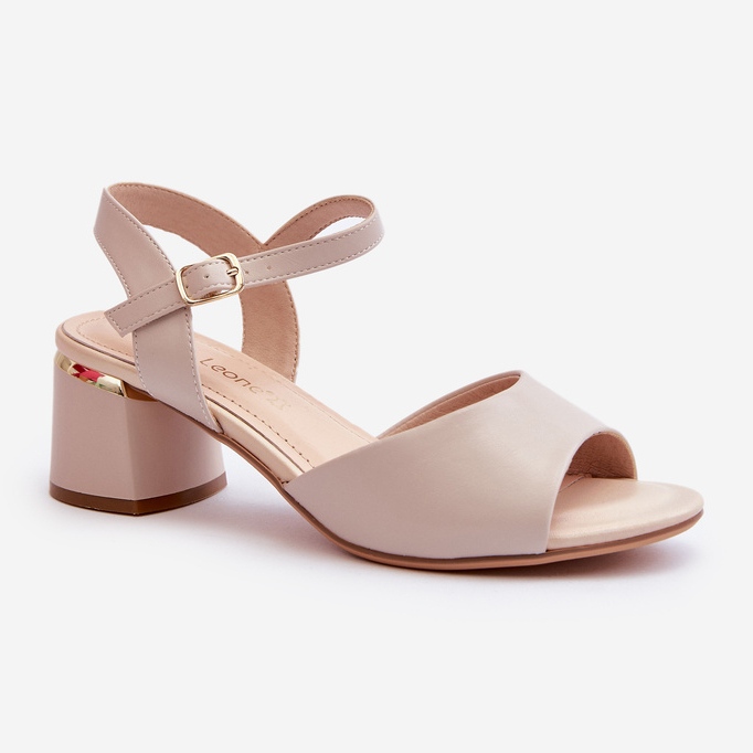 Sandálias femininas de salto baixo couro ecológico Sergio Leone SK876 cinza claro 1