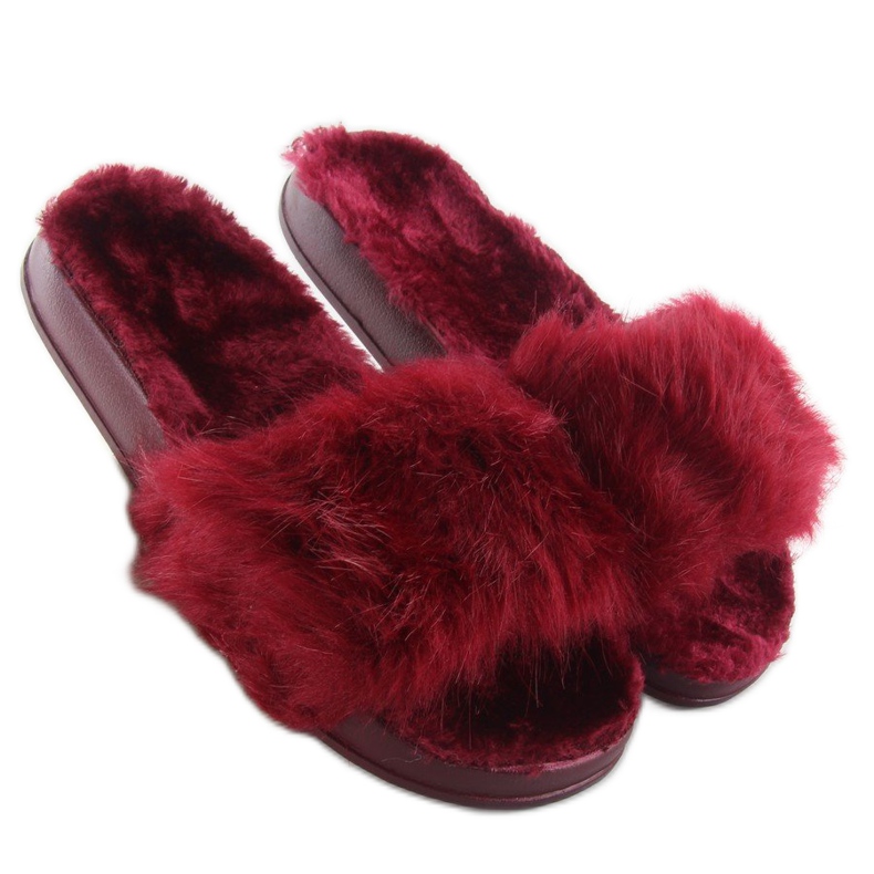 Chinelos de pele dd68 Vinho vermelho 2