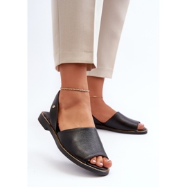 Zazoo Sandálias deslizantes de couro Lemar Alivia pretas preto 2