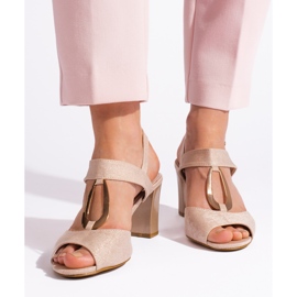 Goodin Sandálias femininas de salto alto douradas dourado 1