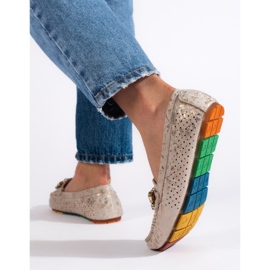 Goodin Mocassins femininos dourados com cristais 2 Goodin Mocassins femininos dourados com cristais 2