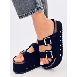 Chinelos de cortiça plataforma pretos Galzai 2