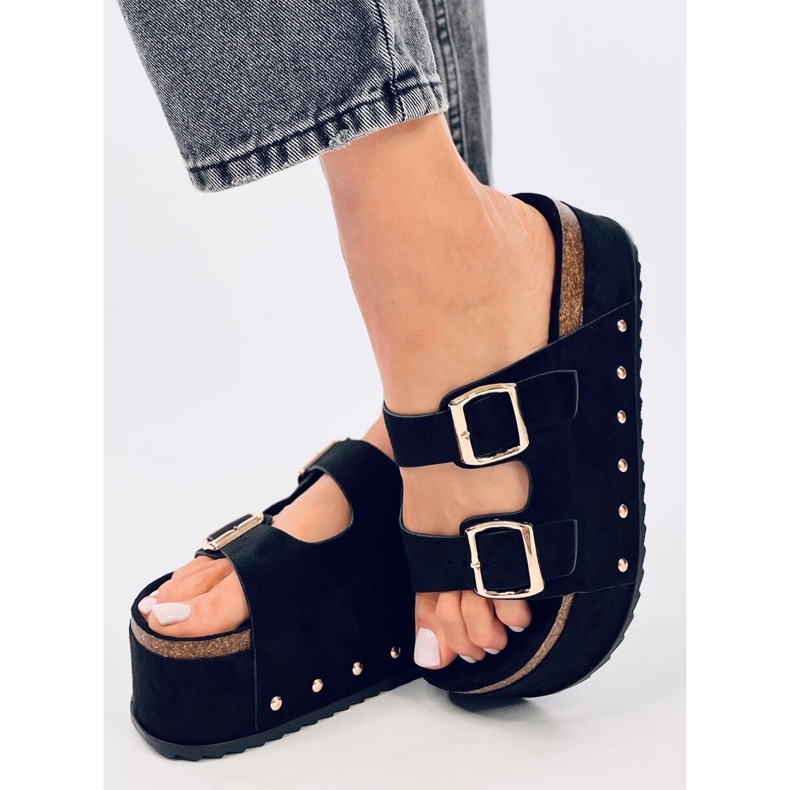 Chinelos de cortiça plataforma pretos Galzai 2