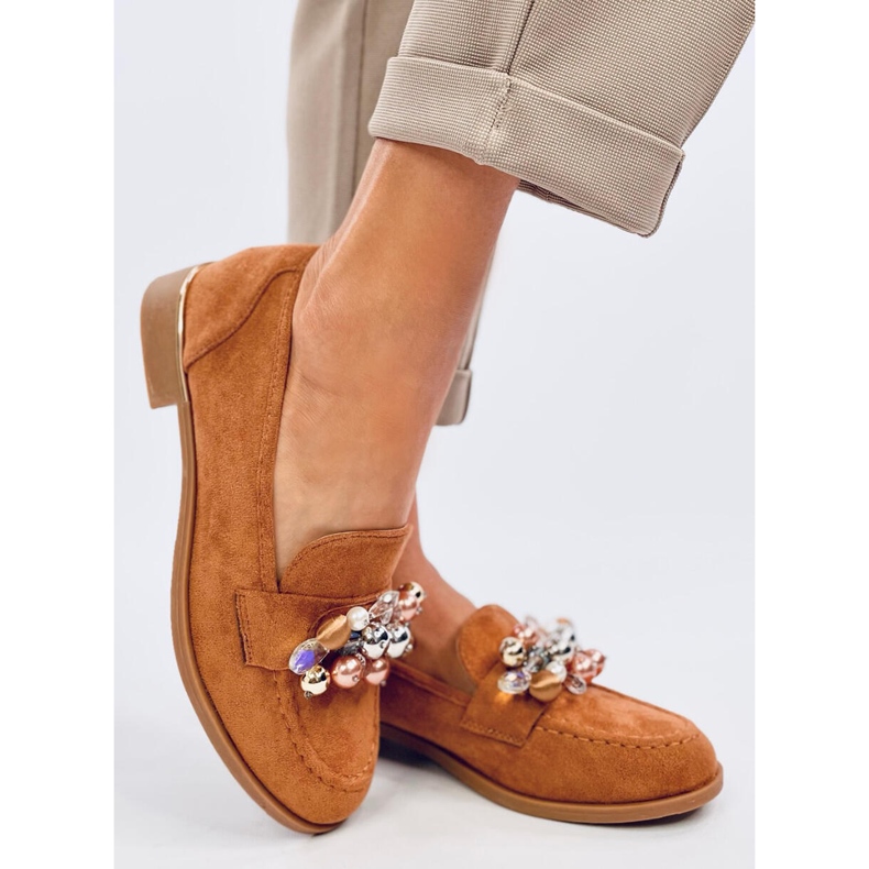 Mocassins Anselme Camel com pedras marrom 2
