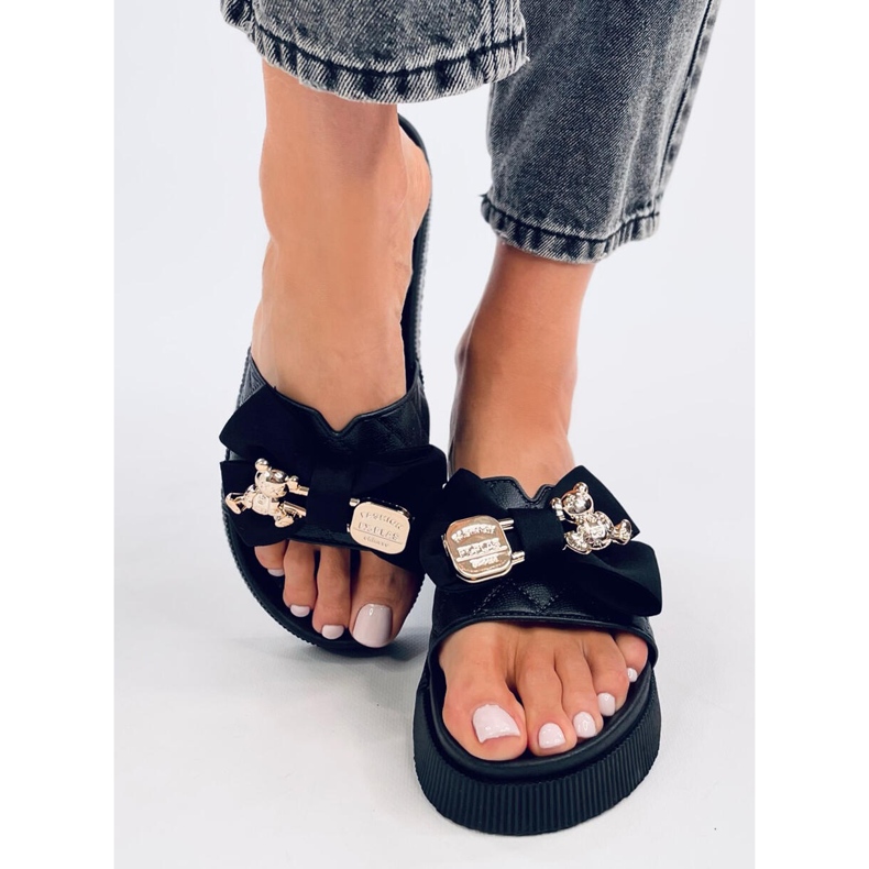 Brandis Chinelos de ursinho dourado preto 1