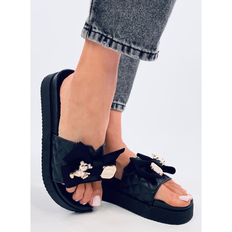 Brandis Chinelos de ursinho dourado preto 2