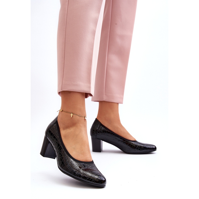 Vinceza Sapatos de couro envernizado com relevo preto 4