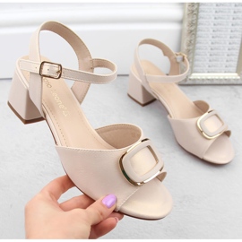 Sandálias femininas elegantes bege de salto alto Sergio Leone SK891 1