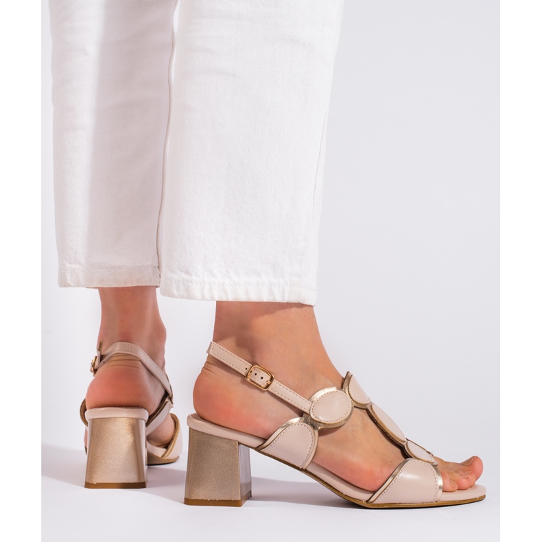 Goodin Sandálias femininas bege com fivela 1 Goodin Sandálias femininas bege com fivela 1