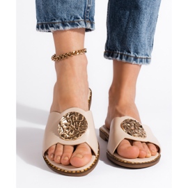 Goodin Chinelos femininos bege elegantes 1