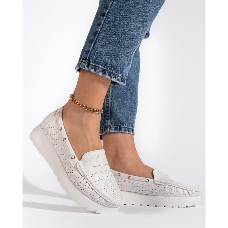 Goodin Mocassins femininos brancos elegantes 2