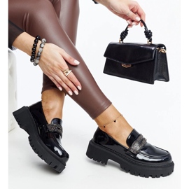 Mocassins pretos decorados com zircões Leceta 1 Mocassins pretos decorados com zircões Leceta 1