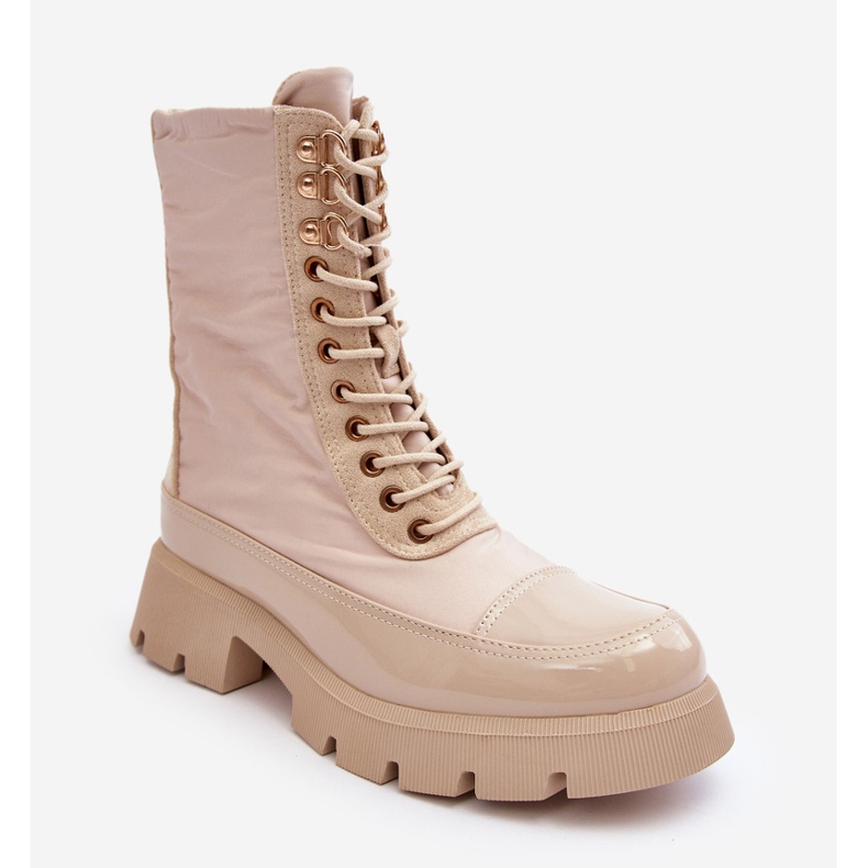 Botas de trabalho com isolamento bege e salto plano Saranema 2