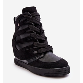 Botins de couro com cunha, Amria Preto 1 Botins de couro com cunha, Amria Preto 1