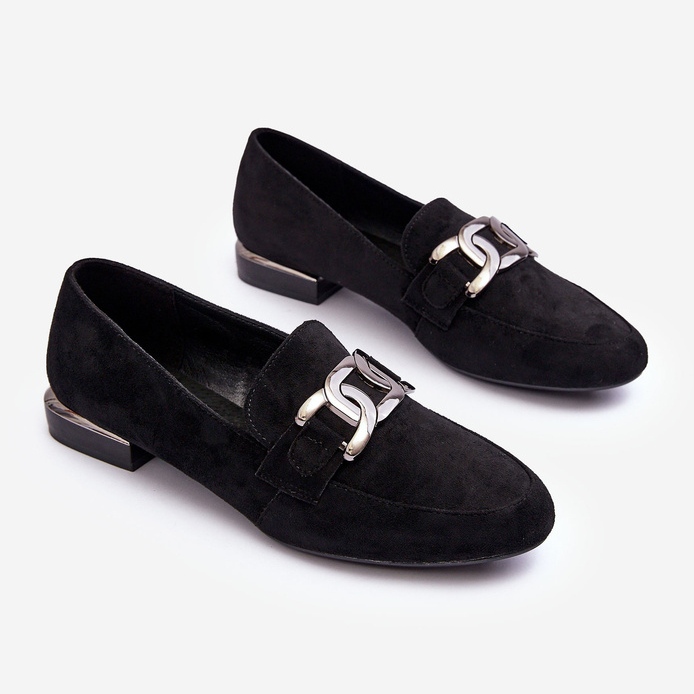 Sergio Leone Mocassins Femininos Com Decoração Preto Camilena - Camurça 2