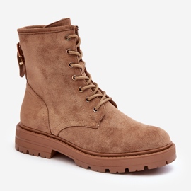 Botas femininas de trabalho com zíper, marrom claro, Ninsuni castanho 1