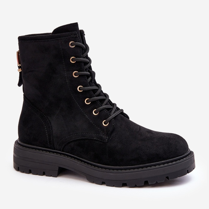 Botas de trabalho femininas com zíper pretas Ninsuni preto 1