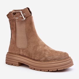 Botas Chelsea de camurça com sola enorme, Bege Ozaro 1 Botas Chelsea de camurça com sola enorme, Bege Ozaro 1