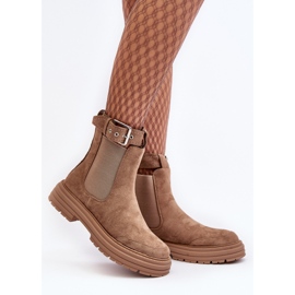 Botas Chelsea de camurça com sola enorme, Bege Ozaro 2 Botas Chelsea de camurça com sola enorme, Bege Ozaro 2