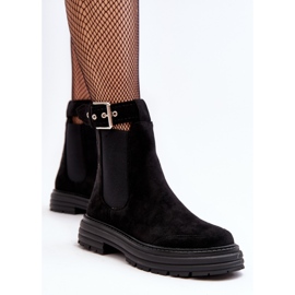 Botas Chelsea de camurça com sola enorme, Preto Ozaro 1 Botas Chelsea de camurça com sola enorme, Preto Ozaro 1