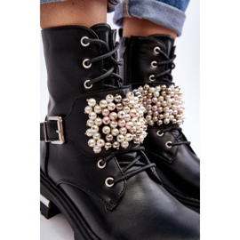 Botins femininos isolados para trabalho, decorados em preto Venizi 2