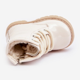 Botins infantis de couro envernizado com zíper, Bege Tibbie 1