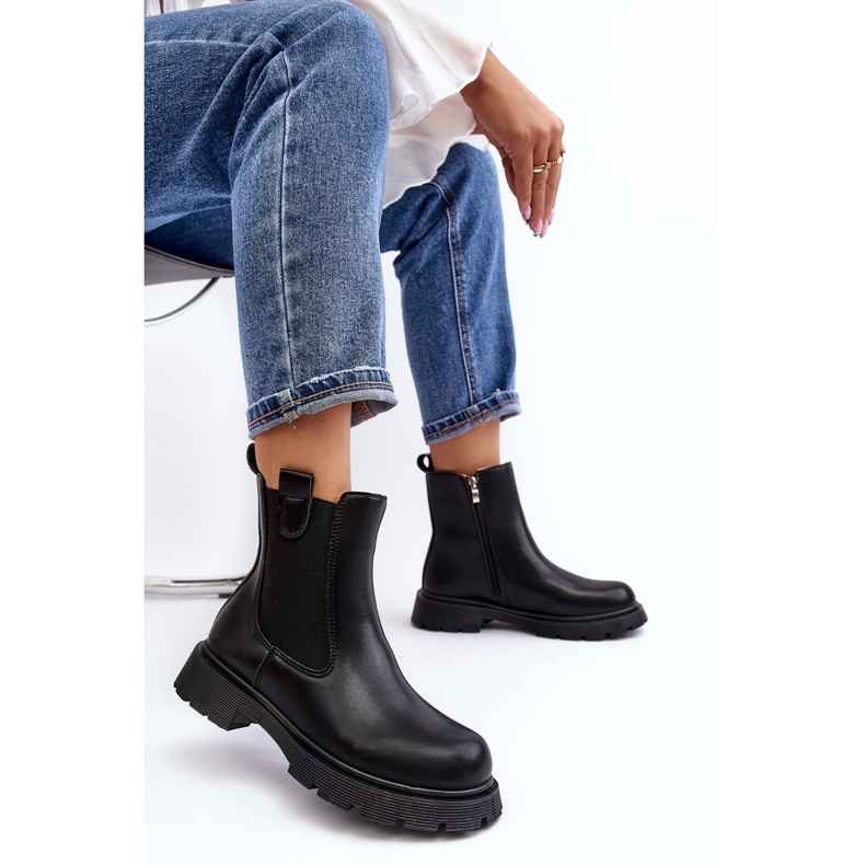 Botas Chelsea femininas com zíper, Ramhel Preto 1