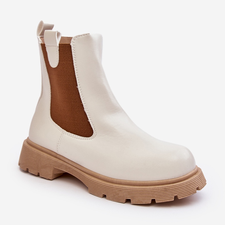 Botas Chelsea femininas com zíper, Ramhel Branco 2