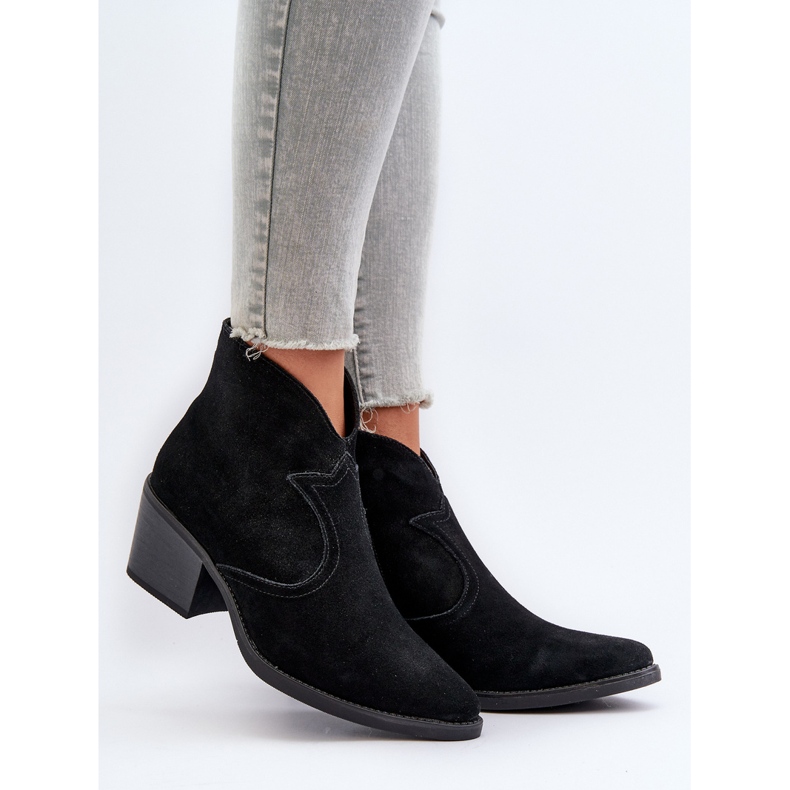 S.Barski Botas Cowboy Camurça Com Zíper D&amp;A SN622-29 Pretas preto 2