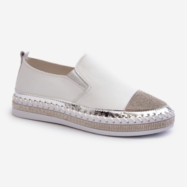 S.Barski Sapatos femininos de couro na plataforma branco D&amp;A LR370 1