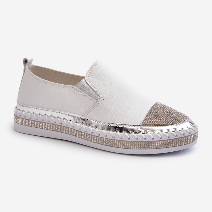 S.Barski Sapatos femininos de couro na plataforma branco D&amp;A LR370 1