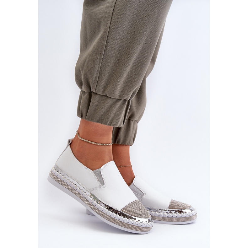 S.Barski Sapatos femininos de couro na plataforma branco D&amp;A LR370 2