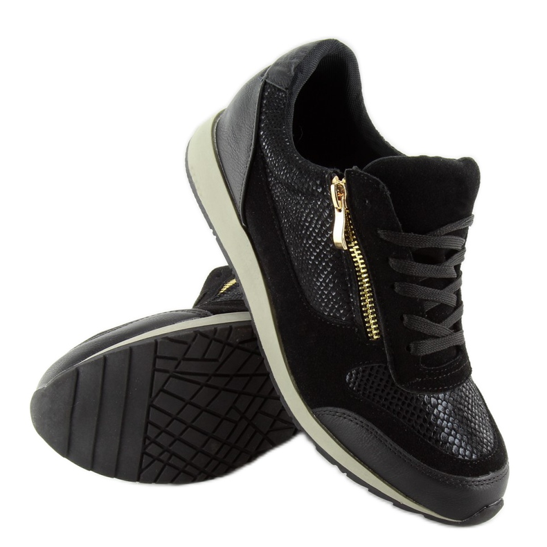 Sapatos desportivos com fecho de correr 1280-2 preto 2 Sapatos desportivos com fecho de correr 1280-2 preto 2