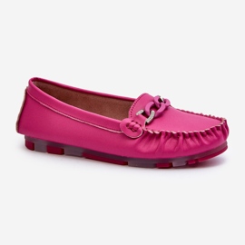 Mocassins femininos de couro com decoração fúcsia S.Barski LR339 rosa 1