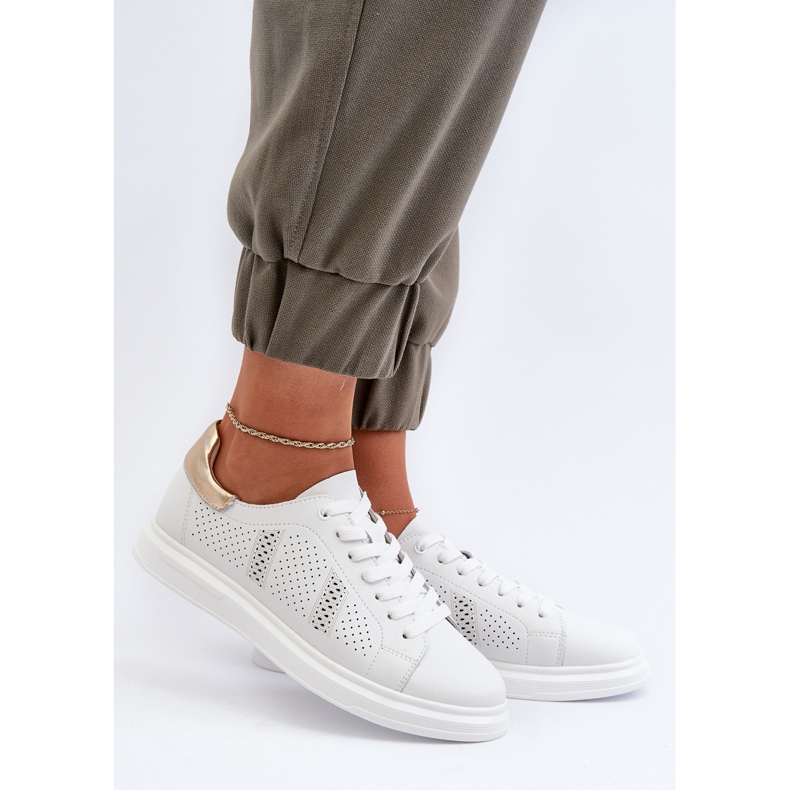 Tênis feminino de couro leve branco S.Barski LR760 2